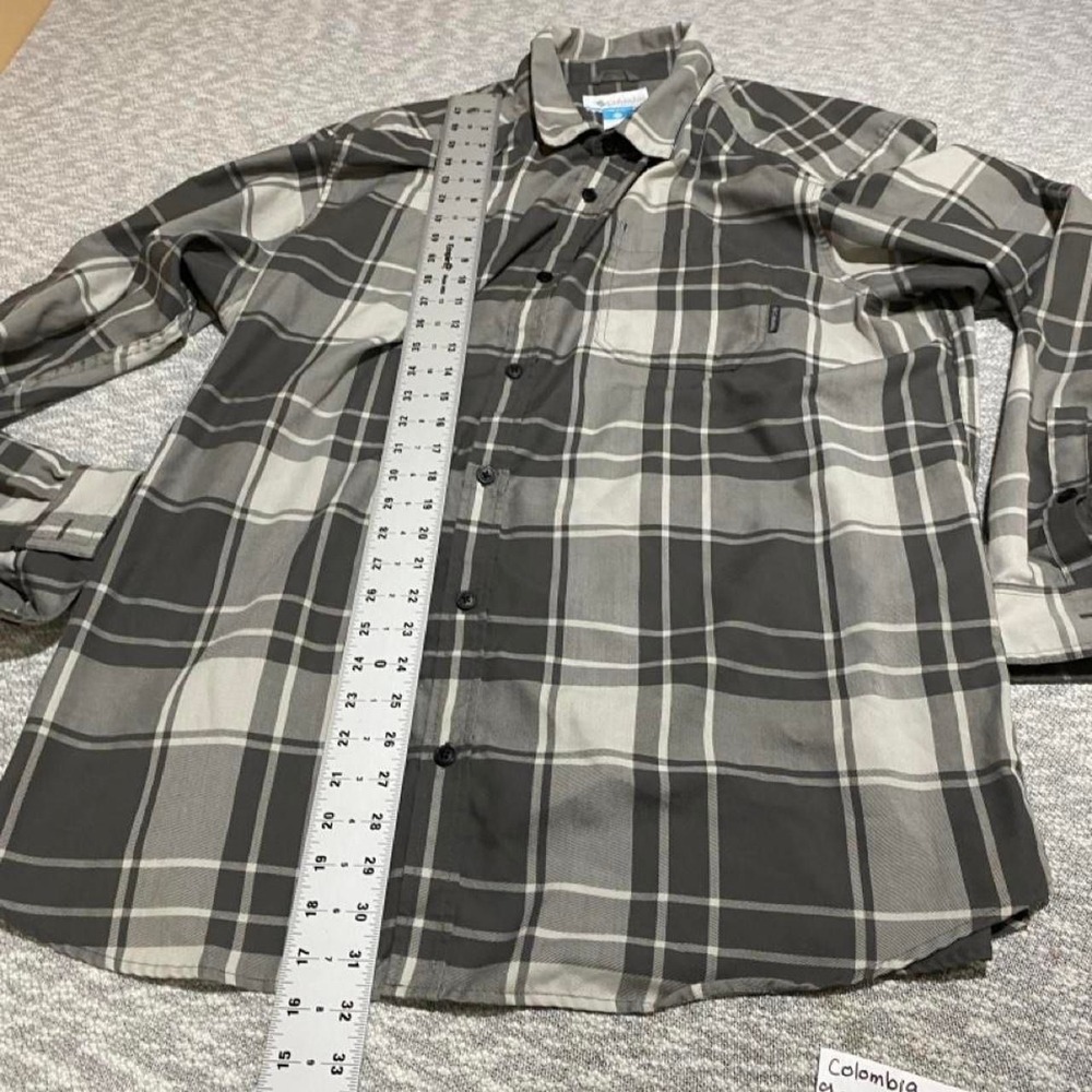 Columbia Sportswear Gray & White Plaid Long Sleeve Shirt Size XXL. SKU-B293 - Picture 3 of 6
